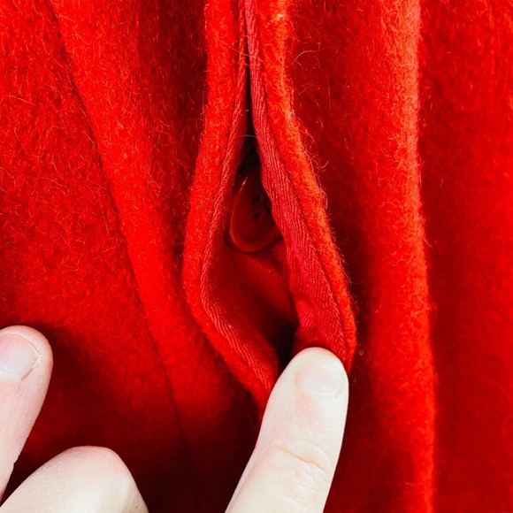 Vintage Mens 50 Duxbak Red Heavy Wool Coat Button Front 1950s Utica Sportswear - Picture 4 of 12
